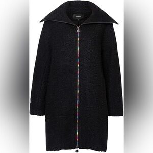 Desigual LAND Wool Oversized Overcoat Rainbow Zipper